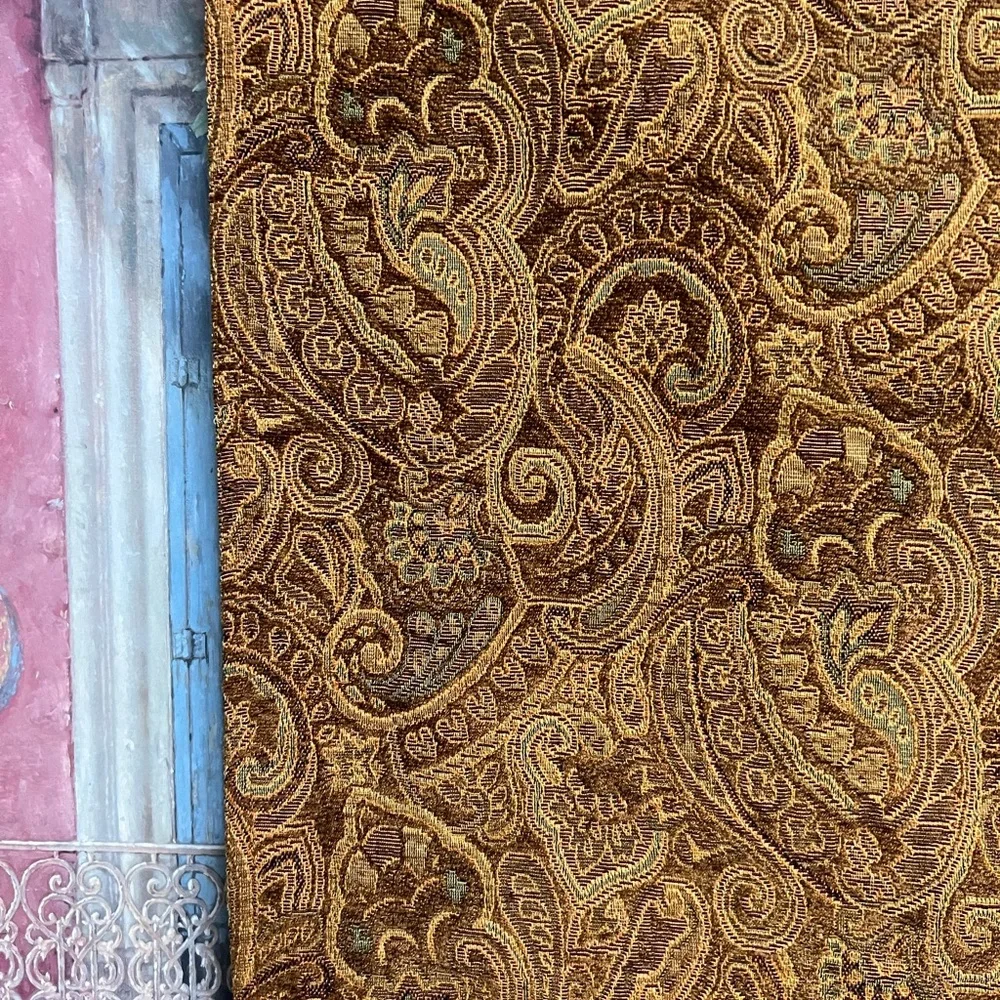 Crate&Barrel Gold Paisley Table Runner